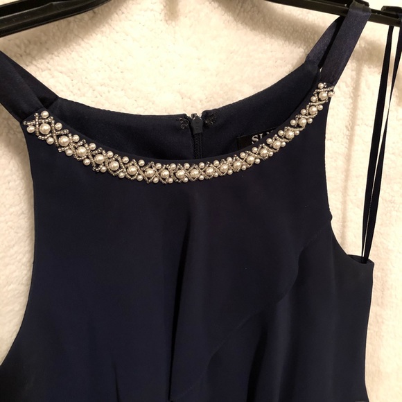 Navy Blue Ruffle Dress - Picture 3 of 6
